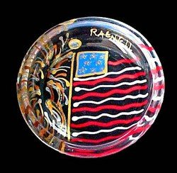 America's Flag Design - Hand Painted - Coaster - 3.75 inch diameter