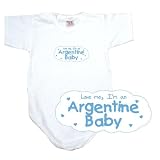 Baby Bodysuit White  Light Blue Cloud Love Me, I Am Argentine  Argentina Country