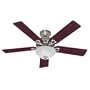 Hunter 22460 The Astoria 52-Inch Five Blades Ceiling Fan, Brushed Nickel with Bowl