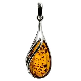 Honey Amber and Sterling Silver Drop Pendant
