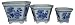 Blue & white shallow planters - set of 3