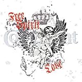 Free Spirit Girls T-shirt, Cherub Crown Abstract Love T-shirt, Small, White