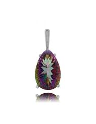 Mystic Fire Topaz Pendant Sterling Silver Radiant Pear