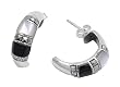 Marcasite Earrings with Genuine Mabe Pearl, Black Onyx and Clear CZ Stones - 21.17 mm