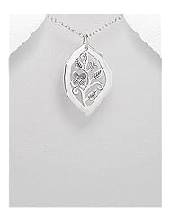 Flower Pendant Necklace In 92.5 Sterling Silver