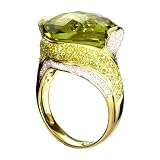 18K Yellow Gold Lemon Quartz, Peridot, and Diamond Ring (1.06ctw)