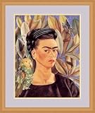 Autorretrato con Bonito by Frieda Kahlo - Framed Artwork