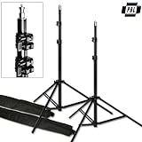 PBL Light Stands PRO Heavy Duty 7'6" SET Carry Bags of Two, All Metal Locking Collars Not Plastic by PBL