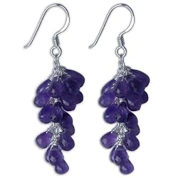 Sterling Silver Amethyst Earrings 2 Inches