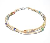 Multicolor Glass Beaded Three String Hemp Anklet - Handmade