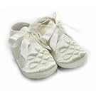 Baby Unisex Christening Shoes in Cream with Lace and Embroidery Pattern (Special Occasions)