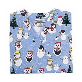 Winter / Christmas Smiles V-Neck Medical Scrub Top (XS-3X) SIZES RUN LARGE!