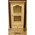 Holz Glas Vitriene Kommode im shabby look wei�, H 100, B 34, T 22 cm