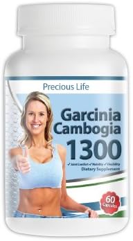 Garcinia Cambogia Pure Extract 1300 Formula - Appetite Supressant - Weight Loss - Premium 60% HCA - 60 All Natural Herbal Slimming Capsules - Double Strength Supplement By Precious Life