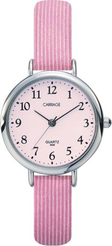 Timex Carriage Women's Pink Leather Strap Watch, C9A501, 30 Meter WR