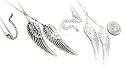 Beautiful Double Angel Wings Charm Necklace ~ Bright Silver or Antique Finish