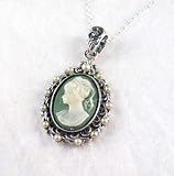 Pearl Halo Green Cameo Necklace