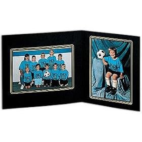 SYCAMORE Mixed Double 6x4/4x6 MEMORY MATES Black cardstock double photo frame / gold border sold in 10's - 4x6