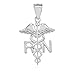 925 Sterling Silver Caduceus RN Charm Registered Nurse Pendant Necklace, 18