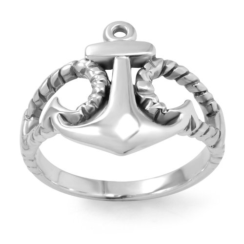 925 Sterling Silver Anchor Ring for Women