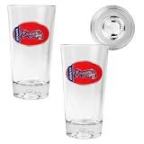 Atlanta Braves Oval Logo 2 Piece Pint Ale Glass Set with Baseball Bottom