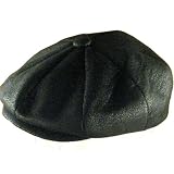 FAUX LEATHER NEWSBOY GATSBY DRIVER CAP HAT * BLACK * Large / Extra Large