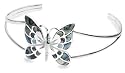 Silver Pave Shell Butterfly Bangle