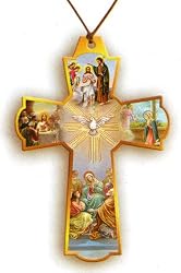 Holy Spirit Necklace with Cord, 2 x 1.5" - MADE IN ITALY
