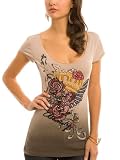 GUESS Jackie Rock & Roll Beauty Tee, CHESHIRE PURPLE/BROWN MUL (S)