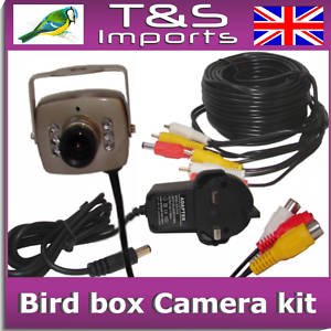BIRD BOX / HEDGEHOG NESTING INFRA RED CAMERA KIT INCLUDES 30 METRES BLACK CABLE CCTV