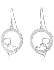 Sterling Silver Simulated Diamond Open Circle Dangle Earrings