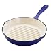Rachael Ray 11-Inch Cast-Iron Round Grill Pan, Blue