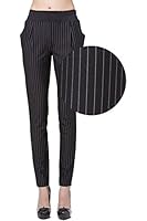 Yangmu Women's Cotton Harem Pants Black and White