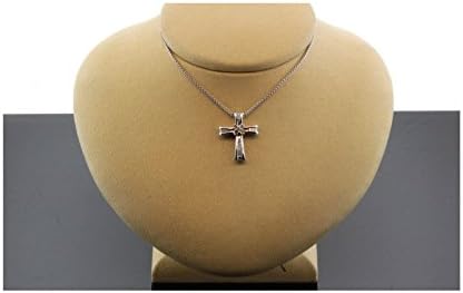 14k White Gold &amp; Diamond Croos Pendant on Necklace 0.20 TCW G-J SI1-SI2 4.0g