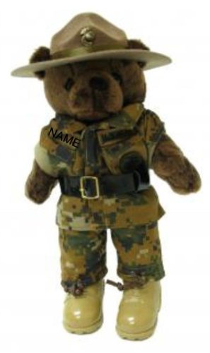 41YHv5e%2BO3L Stuffed small 10 teddy bear in custom embroidered U.S. Marine Corps Drill Instructor Uniform
