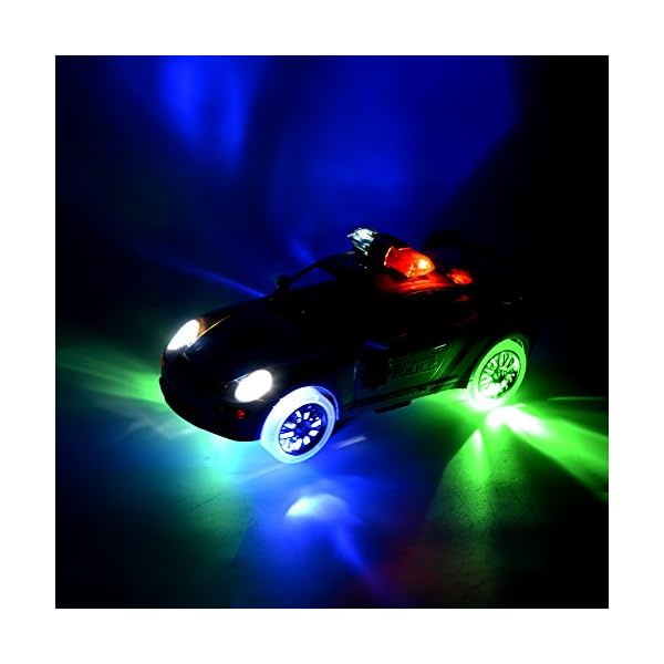 Classic glow Police Car Toy with 3D Technology Flashing Lights and Sounds Bump And Go Action Car
