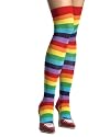 Lycra Acrylic Multicolor Rainbow Thigh High