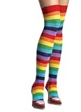 Lycra Acrylic Multicolor Rainbow Thigh High