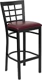 Black Window Back Metal Restaurant Bar Stool - Burgundy Vinyl Seat [XU-DG6R7BWIN-BAR-BURV-GG]