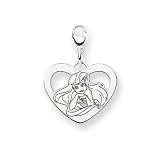 14k White Gold Disney Ariel Heart Lobster Clasp Charm - JewelryWeb
