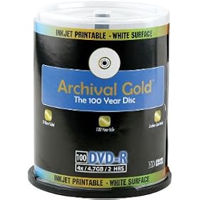 Delkin DDVD-R-I 100 SPIN 8X 100 Year Life Span Archival Gold Inkjet DVD-R (100 Pack Spindle) by 