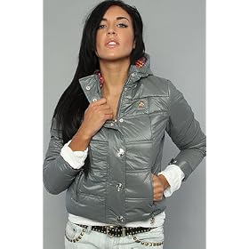 Paul Frank The Pearlized PU Puffer Coat with Hood in Silver,Winter Coats & Jackets for Women