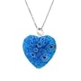 Murano Glass Sterling Silver Bead Dark Light Blue Millefiori Flower Heart Pendant