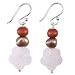 EXP Handmade Gold Pearl Drop Earrings With White Mother of Pearl Flowers & Sterling Silver