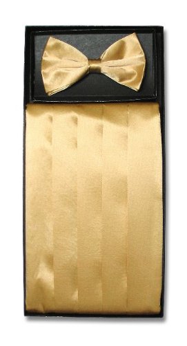 SILK Cumberbund & BowTie GOLD YELLOW Men's Cummerbund & Bow Tie Set