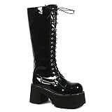 Search : Demonia 3 1/2 Inch MENS SIZING Platform Knee Boots Punk Gothic Lace Up Steel ToePatent, Size: 6 UK,Color: Black Patent