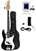 Crescent Electric Bass Guitar Starter Kit - Black Color (Includes CrescentTM Digital E-Tuner)