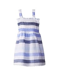 Girls General Print High-Low-Hem Jersey/Polyester Shirred Belted  Dress
