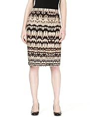 Cotton Rich Ikat Print Pencil Skirt