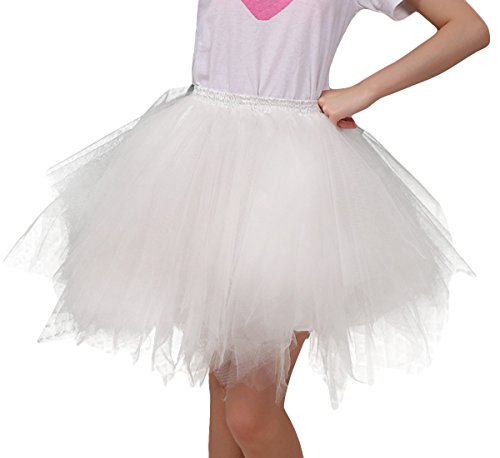 FEOYA チュチュスカート 演出服 レディーススカート 大人用 ショートスカート ふんわり フリフリ パニエ バレエ ダンス 練習着 4重チュール ホワイト ピンク レッド ブラック ダークグリーン イエロー ライトグリーン ダークブルー オレンジ ライトピンク ライトブルー 水色 ダークレッド シャンパン ミックス